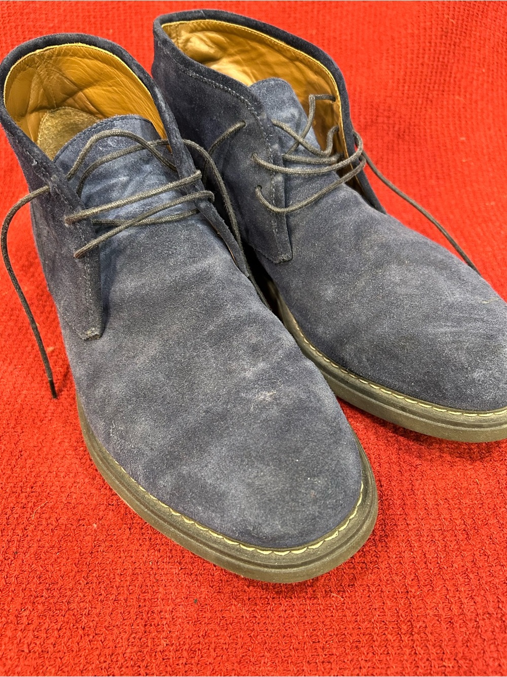 Brunomagli Italian Men's Suede Chukka Boots in Navy Blue